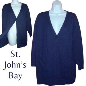 St John's Bay Navy One Button Cardigan Sweater, XS